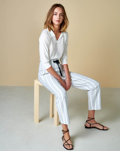 Pantalon Lawal à rayures bleu ciel/blanc