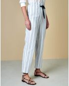 Pantalon Lawal à rayures bleu ciel/blanc