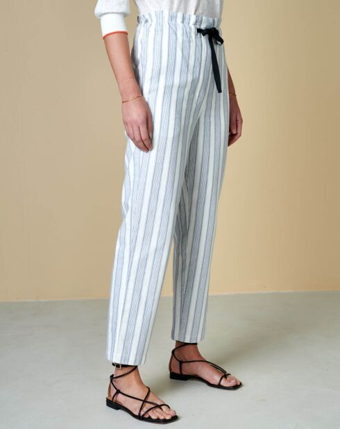 Pantalon Lawal à rayures bleu ciel/blanc