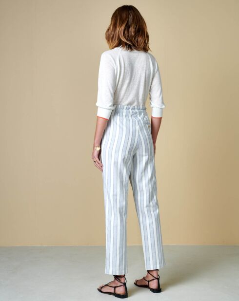 Pantalon Lawal à rayures bleu ciel/blanc