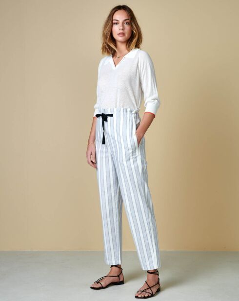 Pantalon Lawal à rayures bleu ciel/blanc
