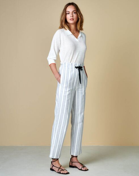 Pantalon Lawal à rayures bleu ciel/blanc