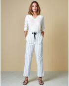 Pantalon Lawal à rayures bleu ciel/blanc