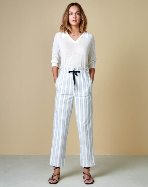 Pantalon Lawal à rayures bleu ciel/blanc
