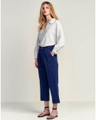 Pantalon en Lin & Coton Lazard bleu foncé