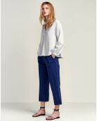 Pantalon en Lin & Coton Lazard bleu foncé