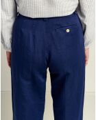 Pantalon en Lin & Coton Lazard bleu foncé