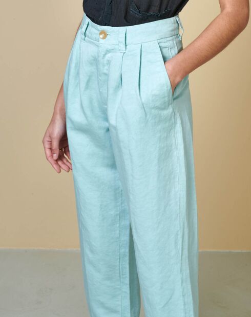 Blaue Hose Lazard aus Leinen und Baumwolle