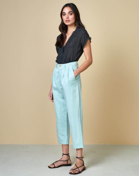 Blaue Hose Lazard aus Leinen und Baumwolle