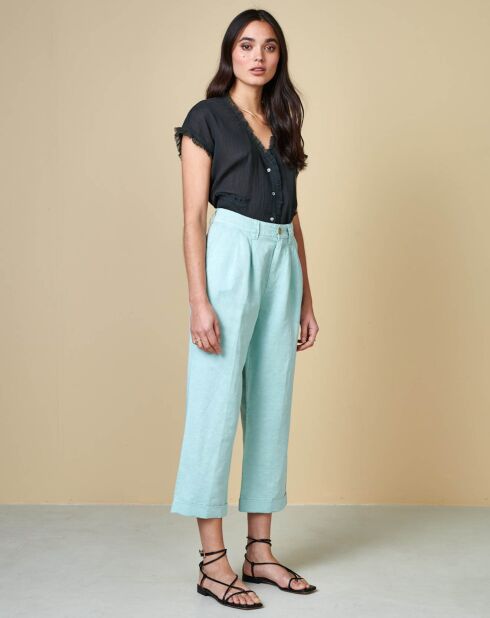 Blaue Hose Lazard aus Leinen und Baumwolle