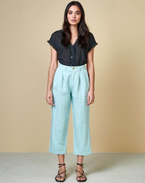 Blaue Hose Lazard aus Leinen und Baumwolle