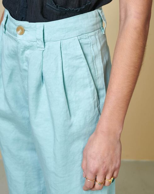 Blaue Hose Lazard aus Leinen und Baumwolle