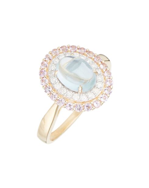 Apayao Diamantring mit 0,19 Karat, rosafarbener Amethyst mit 0,14 Karat und Topasring aus 1,7 Karat Gelbgold
