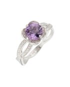 Fleur de Moi ringdiamanten 0,33 ct en amethist 1,54 kt witgoud