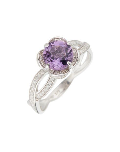 Fleur de Moi ringdiamanten 0,33 ct en amethist 1,54 kt witgoud