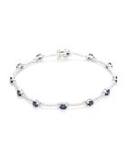 Bracelet Rivière Diamants 0.32 ct & Saphirs 2.41 ct or blanc