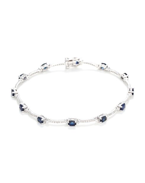 Bracelet Rivière Diamants 0.32 ct & Saphirs 2.41 ct or blanc