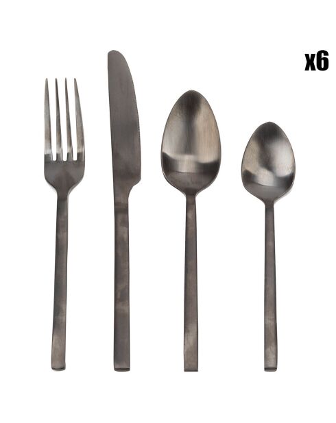 Ménagère rétro noire - 24 pièces