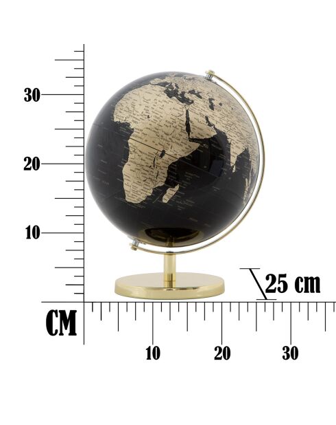 Globe Antique noir/doré - 34x25x25 cm
