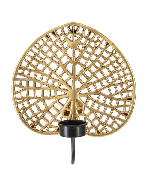 Portacandele da parete Lotus nero/oro - 22,2x20x8 cm