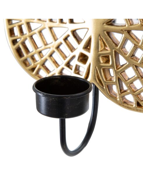 Portacandele da parete Lotus nero/oro - 22,2x20x8 cm