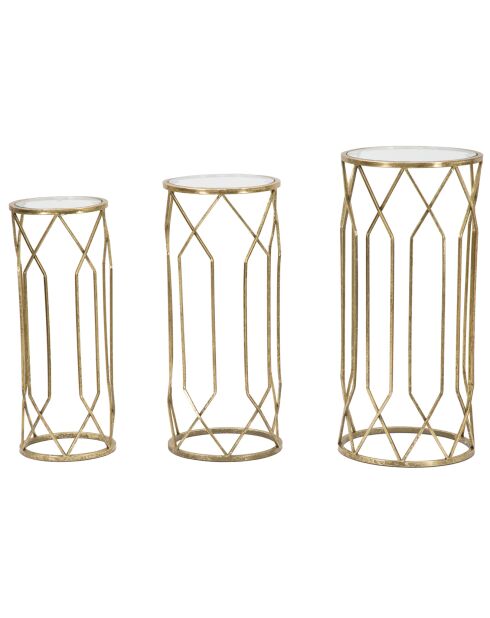 3 mesas auxiliares doradas