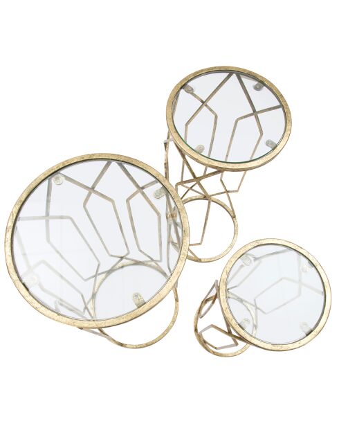 3 mesas auxiliares doradas