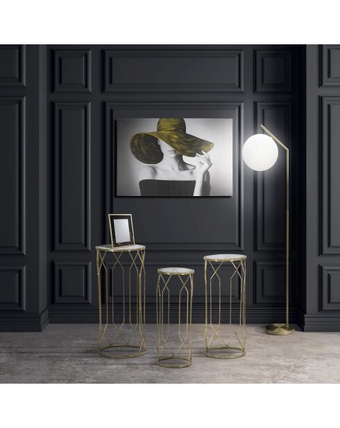 3 mesas auxiliares doradas