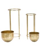 2 Pots de fleur sur pieds dorés