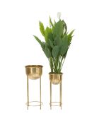 2 Pots de fleur sur pieds dorés