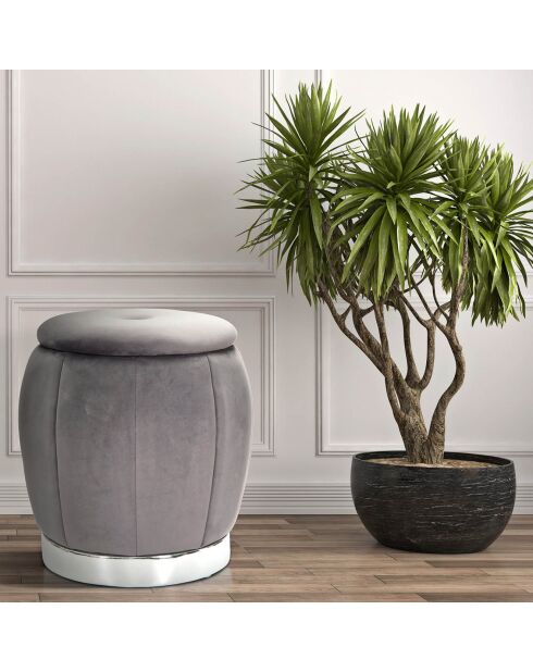 Poef met grijze opbergdoos - 43x43x43 cm
