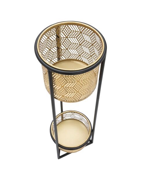 Maceta Doppio negra y dorada con patas - 80 x 23 x 23 cm