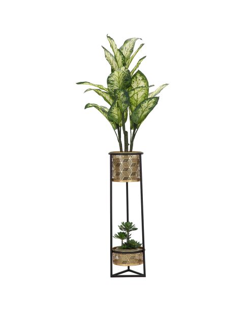 Pot de fleur sur pieds Doppio noir/doré - 80 x23x23 cm