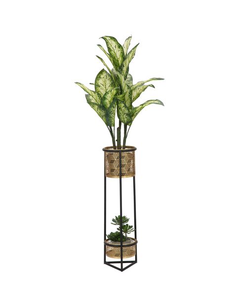 Pot de fleur sur pieds Doppio noir/doré - 80 x23x23 cm