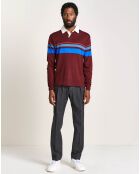 Pull 100% Laine Dapfil bordeaux/bleu