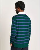 Pull 100% Laine Dapfil rayé vert/violet