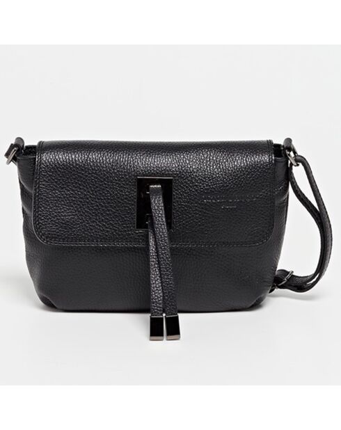 Sac bandoulière en Cuir Joyce  noir - 25x17x5 cm