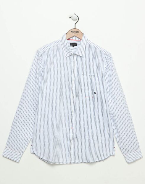 Slimfit overhemd met wit/marineblauwe print van Calixe