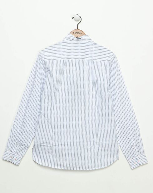 Slimfit overhemd met wit/marineblauwe print van Calixe