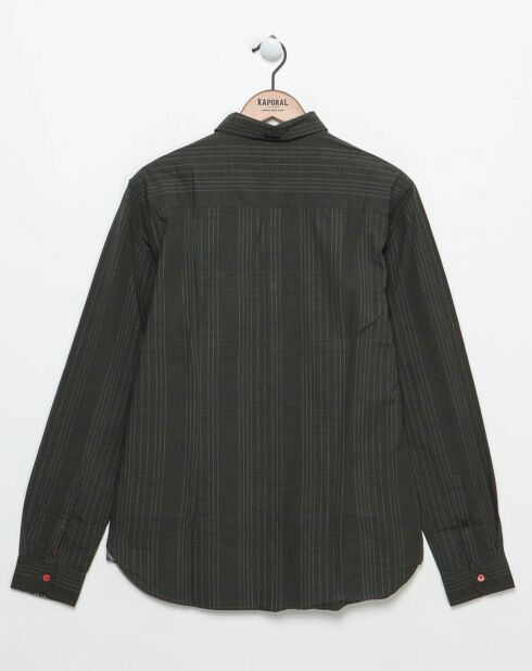 Slimfit overhemd met olijfkleurige ruitjes van Calvae