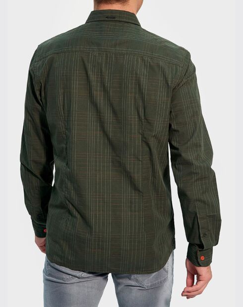 Slimfit overhemd met olijfkleurige ruitjes van Calvae