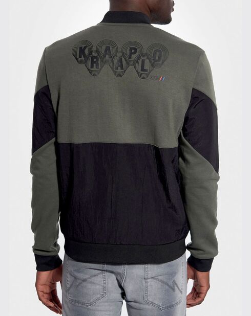 Sweatshirt aus zwei Materialien Caoche khaki/schwarz