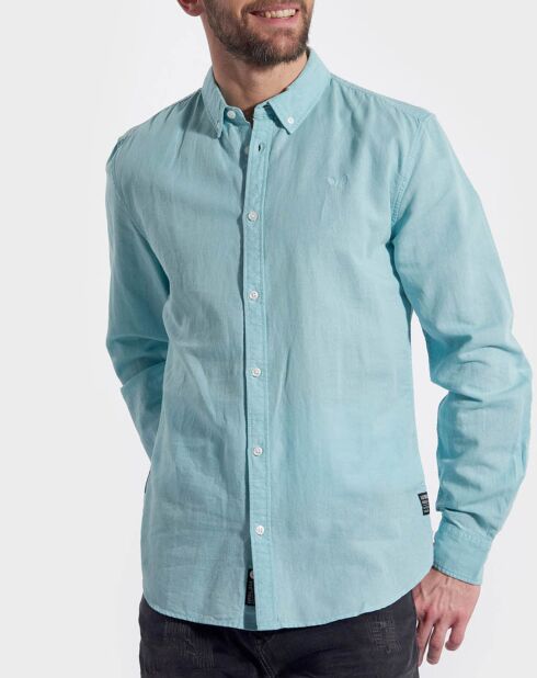 Turquoise Wolfe Gerades Hemd aus Baumwolle und Leinen