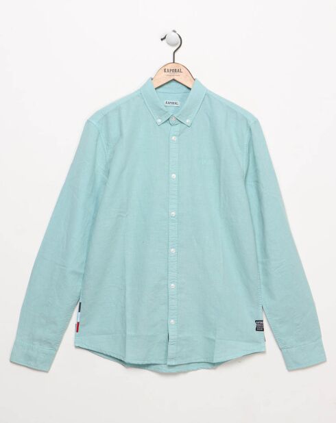 Turquoise Wolfe Gerades Hemd aus Baumwolle und Leinen