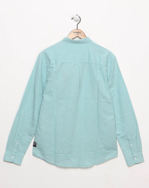 Turquoise Wolfe Gerades Hemd aus Baumwolle und Leinen