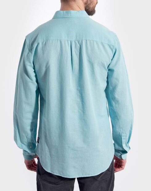 Turquoise Wolfe Gerades Hemd aus Baumwolle und Leinen