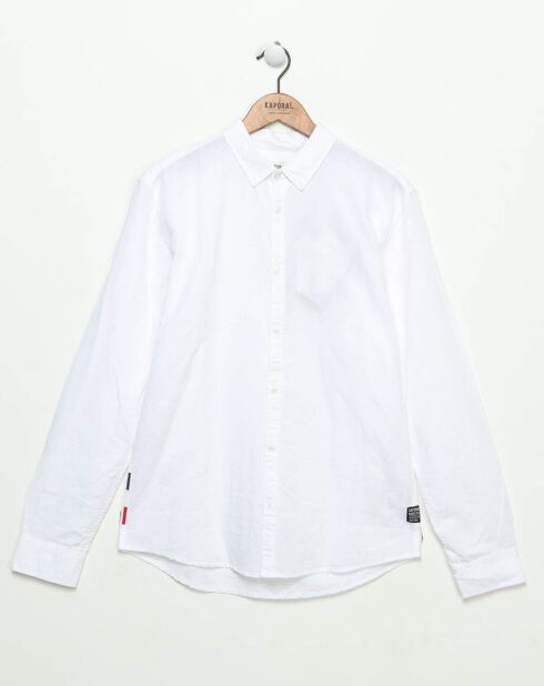 Wolfe Hemd in normaler Passform aus Baumwolle und Leinen, Weiß