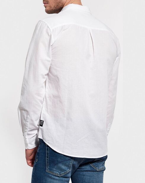 Wolfe Hemd in normaler Passform aus Baumwolle und Leinen, Weiß