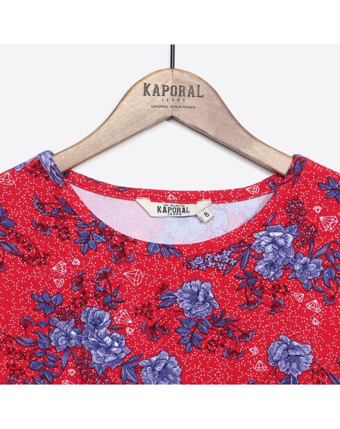 Junee rood/blauwe jurk met bloemenprint