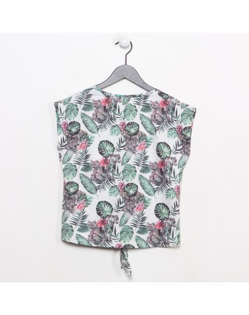 Top Jyvee con estampado tropical blanco/verde/negro